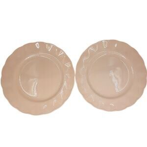 Grindley Peach Pink‎ Vintage Dinner Plates Set Wavy Rim Elegant Tableware 2-5